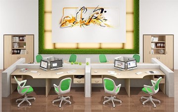 Комплект офисной мебели SIMPLE с эргономичными столами, тумбами, шкафами в Хабаровске - предосмотр 6